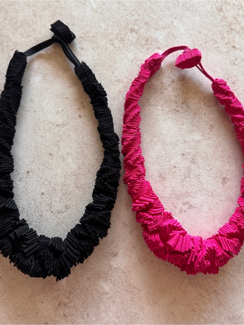 Black and Fuchsia Ruched Fabric necklaces- Women Accessories